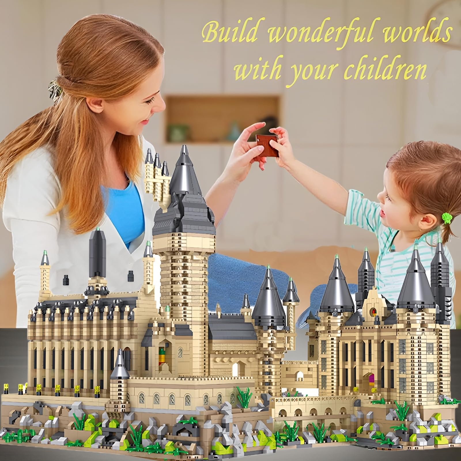 Magische Welt Schloss Mini Bausteine Bausatz, 5800+Stück Konstruktionen Modell Spielzeug, STEM Film Sammlerstück Harry Micro Klemmbausteine, Ideen Geschenke für Erwachsene und Haus Büro Dekor