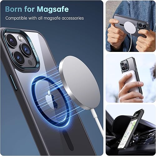 Miniatura 5 de JUESHITUO Funda magnética para iPhone 15 Pro Max imanes N56 superfuertes Protección contra caídas de grado militar Precioso marco de lente metálico