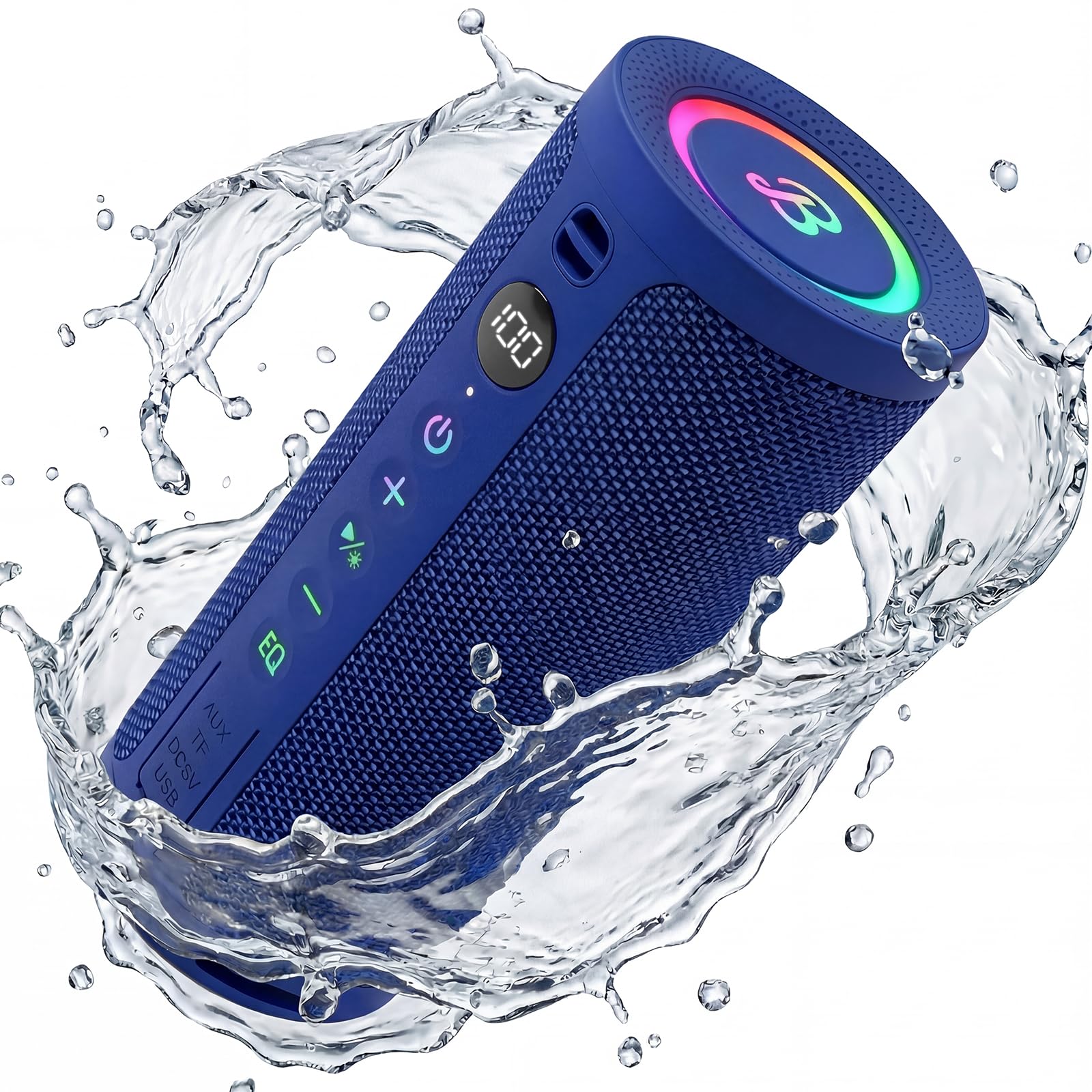 BassBloom Roar 3 Portable Bluetooth Speaker,20W Powerful Sound with Deep Bass,IPX6 Waterproof,24H Playtime,Bluetooth 5.4,RGB Lights,Wireless TWS Pairing,Outdoor for Camping and Beach (Sky Blue) - 1