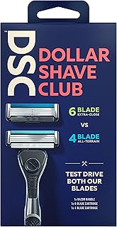 Dollar Shave Club Men's Razor Mixed Starter Shaving Kit Includes 1 Handle, 4-Blade Cartridge, and 6-Blade Cartridge 3 Count For a Comfortable and Smooth Shave Shaving Kit for Men