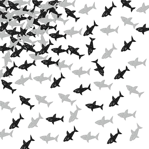 ShuanQ 120 piezas de confeti de tiburón, temática oceánica, decoración de fiesta de cumpleaños o baby shower, dispersos de animales del océano para