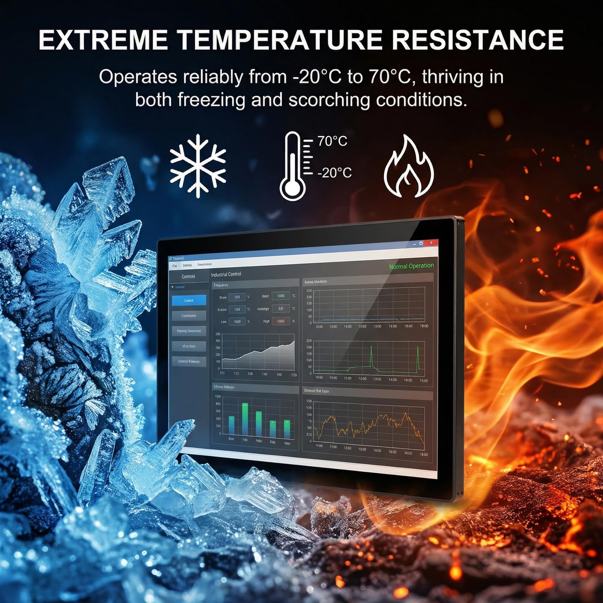 VSDISPLAY Monitor industriale di tocco di 13.3 pollici, 1920×1080, 300 nits | IP65 anteriore, tocco di 10 punti, ampio angolo di visione, corpo del metallo