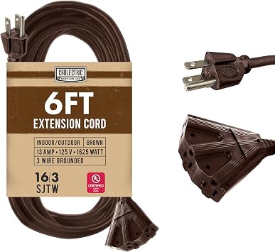 16 Gauge Extension Cord 6 Ft Outdoor - 16/3 Heavy Duty, SJTW