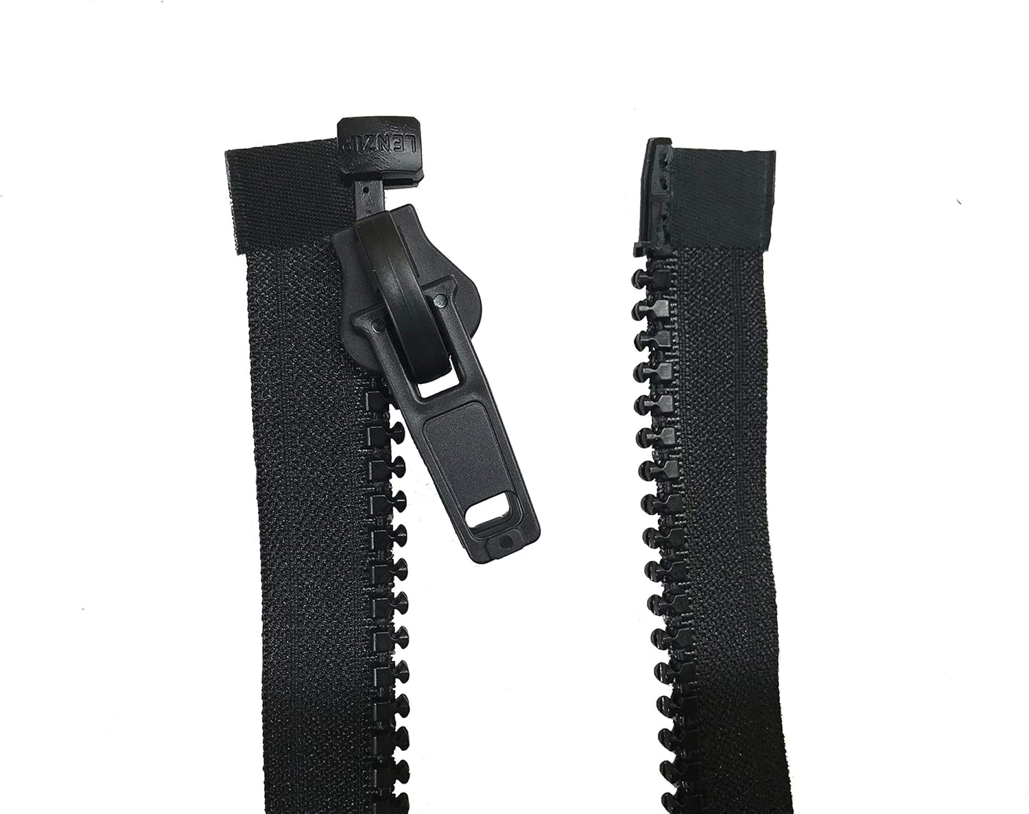 EZ-Xtend Lenzip #10 Separating Zipper for Canvas - Heavy Duty Cut to Length w/Double Plastic Locking Slider Includes Stainless Steel Zipper Stops and Extra Slider Replacement (Black, 120")