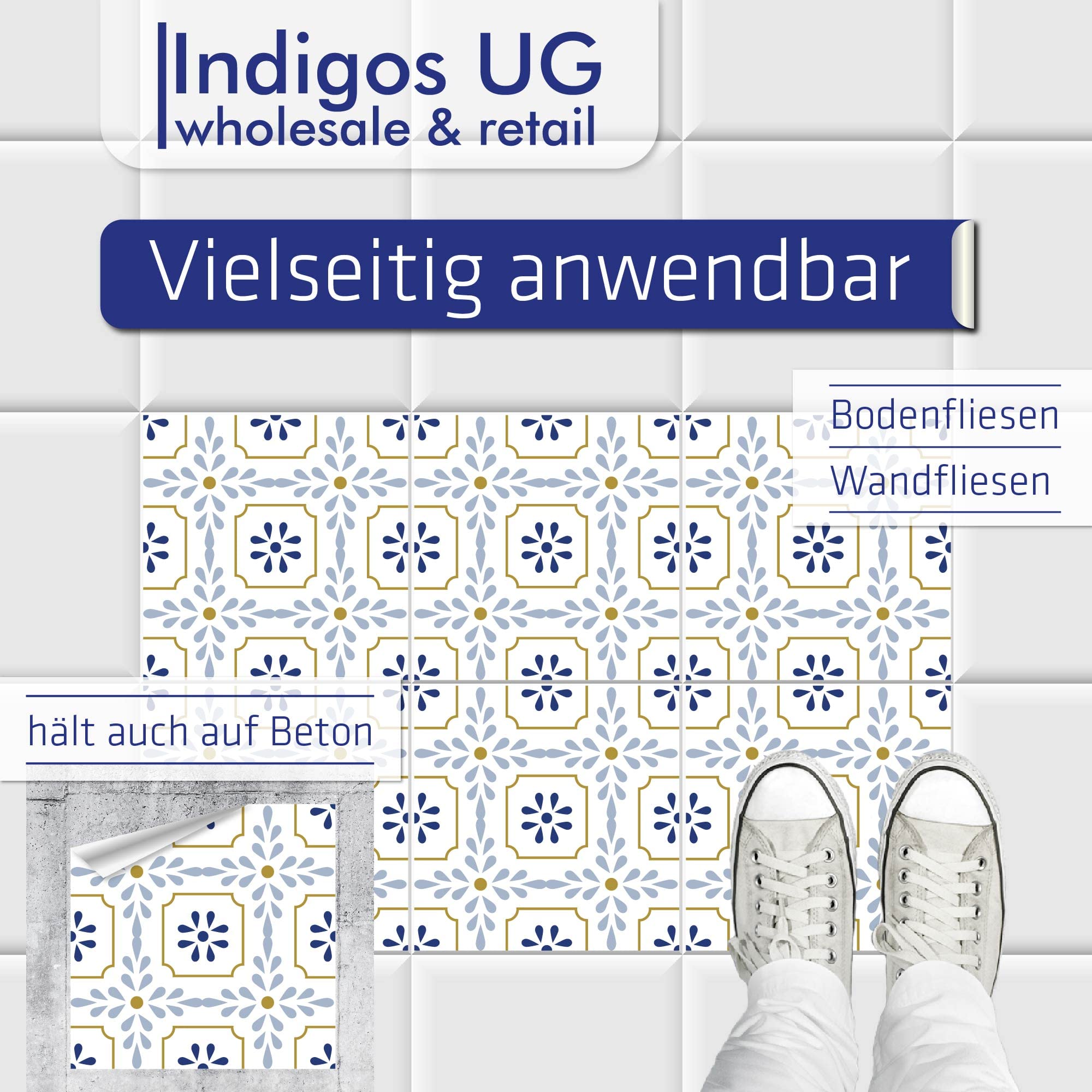 Set 042 adesivi per pavimenti in piastrelle, 40 x 40 cm, 9 pezzi, piastrelle adesive per pavimenti, piastrelle adesive per pavimenti, piastrelle adesive per cucina, bagno, WC, bordatura, specchio per