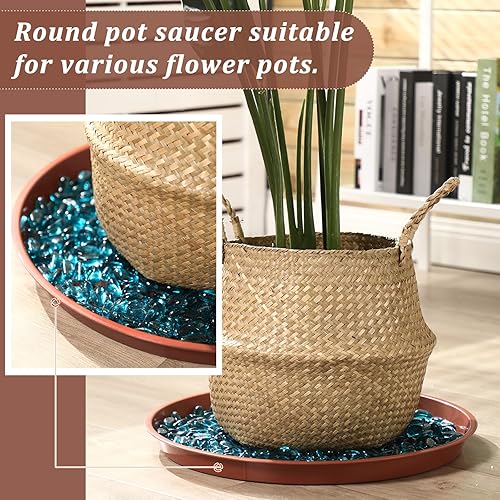 Miniatura 4 de Eccliy 12 platillos de plástico para plantas, bandeja redonda para plantas, maceta grande, platillo resistente, bandejas de agua, platillos gruesos