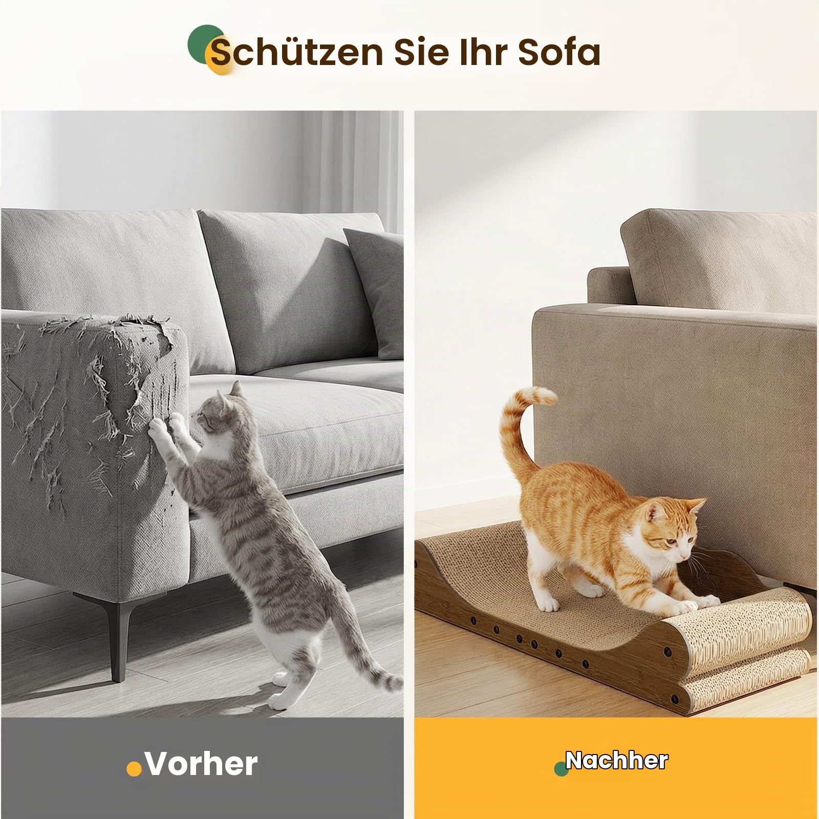 Gimars XXL Katzen Kratzbrett 78 cm im Sofa-Design, Kratzpappe für Katzen, Katzenkratzbretter & Katzenbett, Möbel-Schutz für große Katzen und Mehrkatzenhaushalte, Walnuss