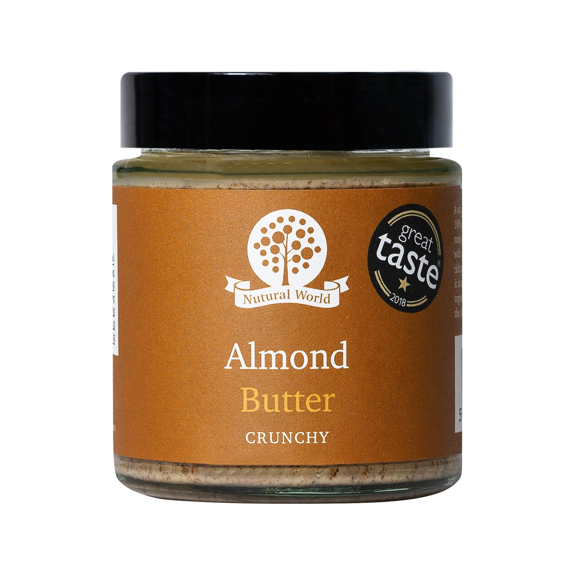 Nutural World - Crunchy Almond Nut Butter (170g) Great Taste Award Winner - 100% Pure Single Ingredient