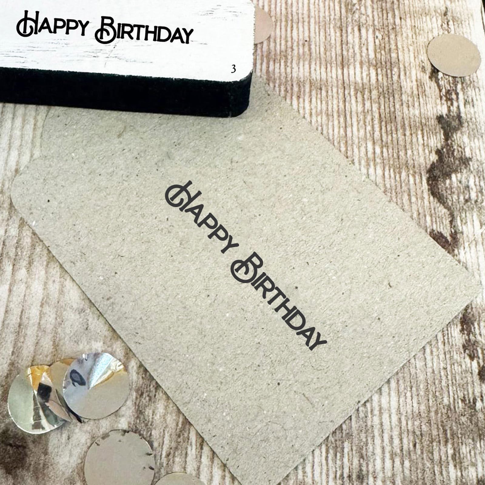 Happy Birthday Rubber Wood Stamp for Ink, Handmade Wooden Birthday Craft Stamp for Cards, Gift Wrapping, DIY Projects, Scrapbooking Crafts