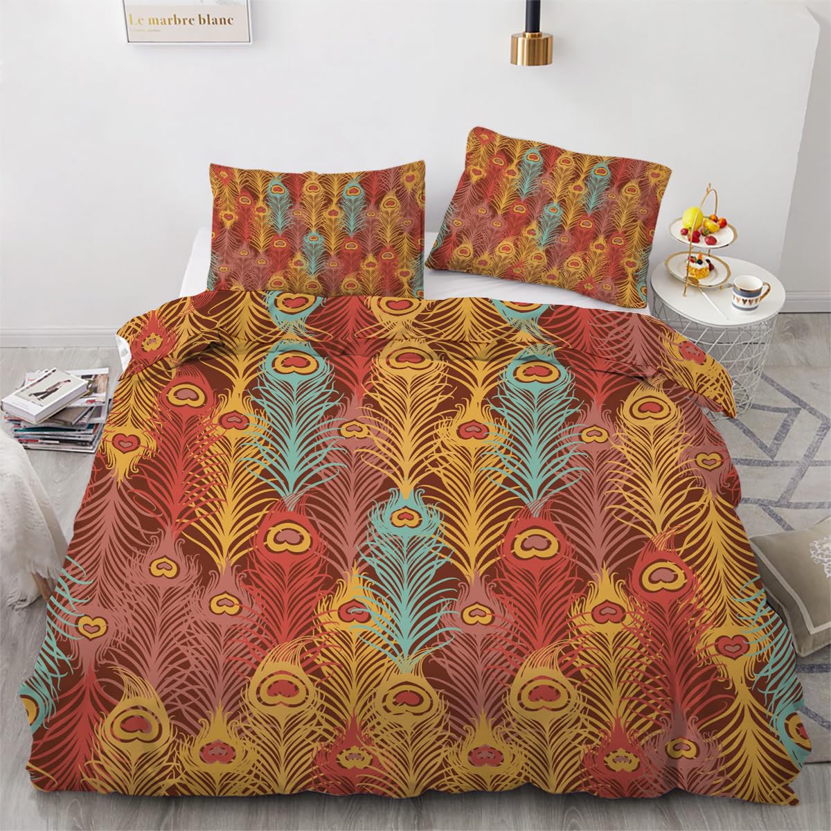 Linge de lit 3D haut de gamme en microfibre douce avec housse de couette grand lit double