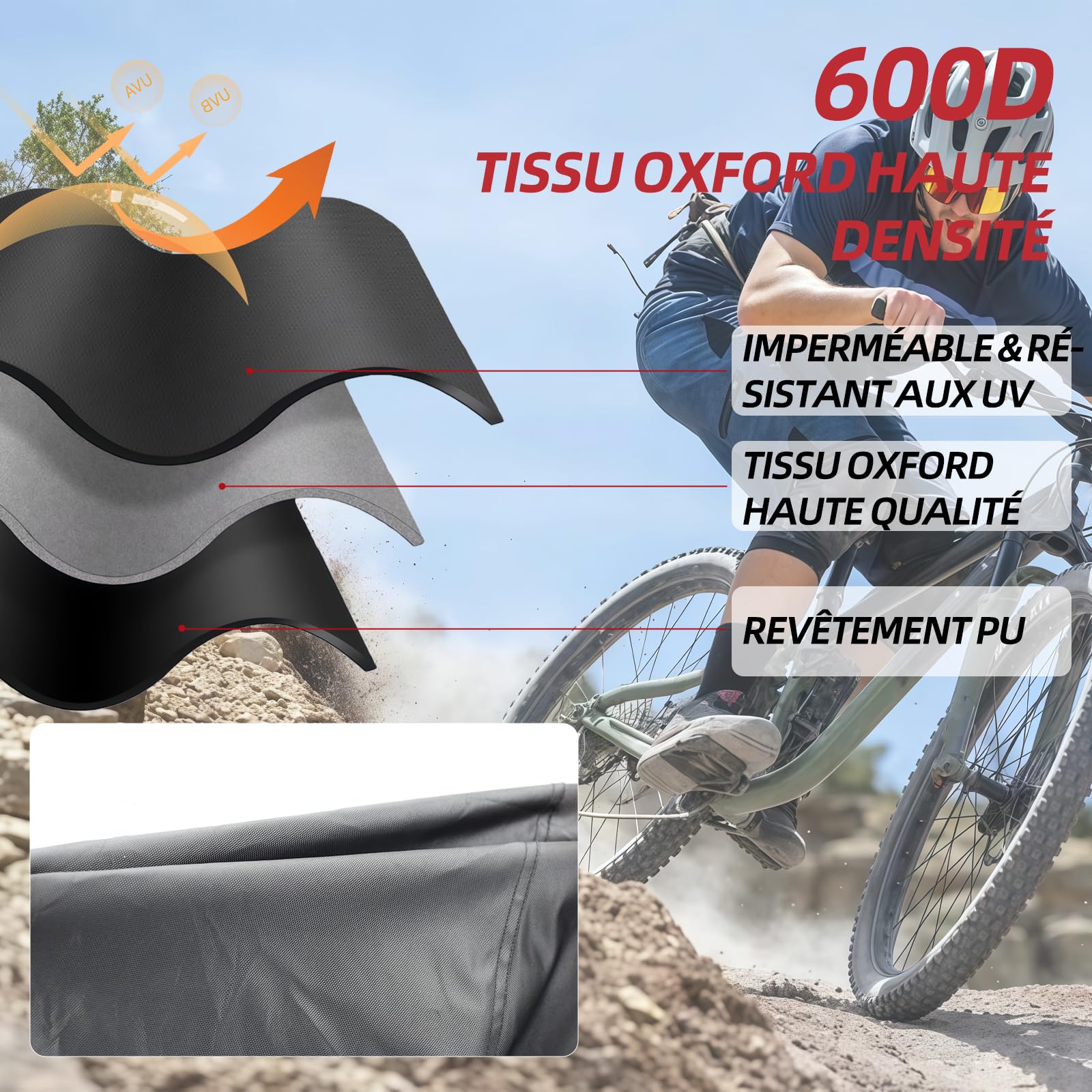 Housse de protection résistante aux intempéries en tissu Oxford 600D pour 2 vélos, caravane/porte-bagages de camping, convient pour Volkswagen California (T6.1/T7), Skoda Kodiaq, BMW X3/X5 (noir)