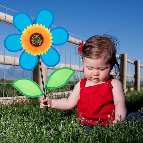 Miniatura 2 de 4 molinetes, molinillos de viento y regalos de fiesta para niños, molinetes de girasol decorativos al aire libre para patio y jardín (rojo)