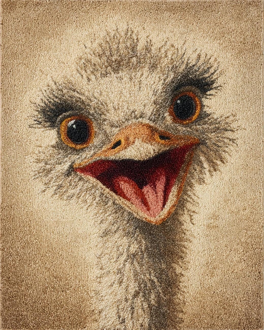 Henypt DIY Latch Hook Rug Kit Fantasy Ostrich 80x160cm