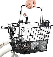 Vista 8 de Retrospec Apollo canasta delantera desmontable para bicicleta de media red de acero con ganchos desmontables integrados y asas incorporadas, fácil