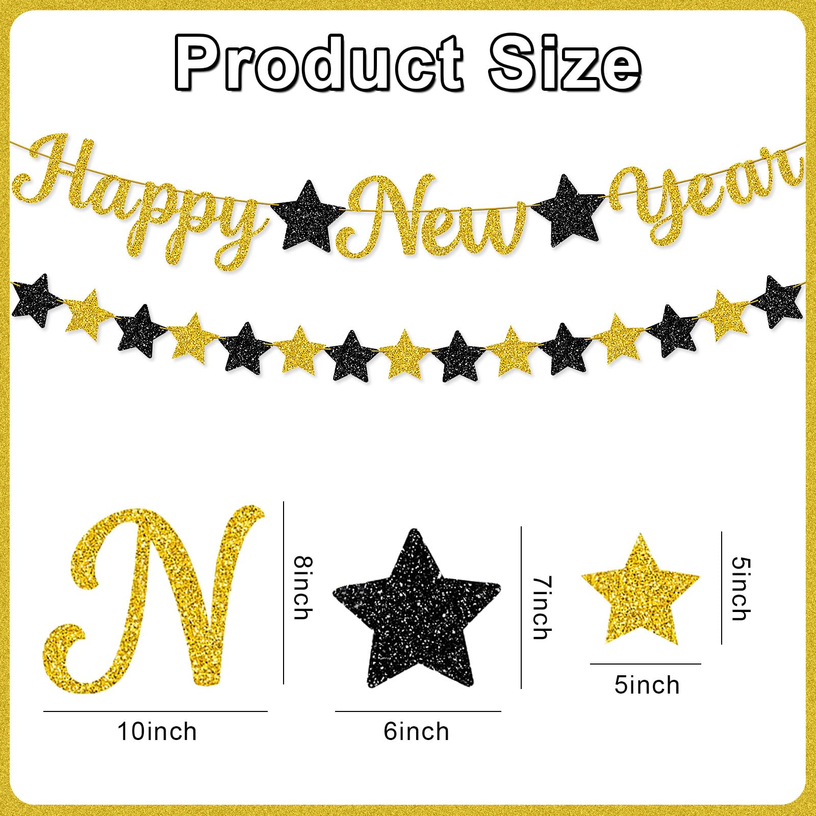 Happy New Year Banner for New Years Eve Decorations 2026,Eve Bunting wtih Glitter Star Sign Hanging Accessoriesfor Party Hanging Oranment,Nye Backdrop for Party Supplies and Photo Booth Props - Image 2
