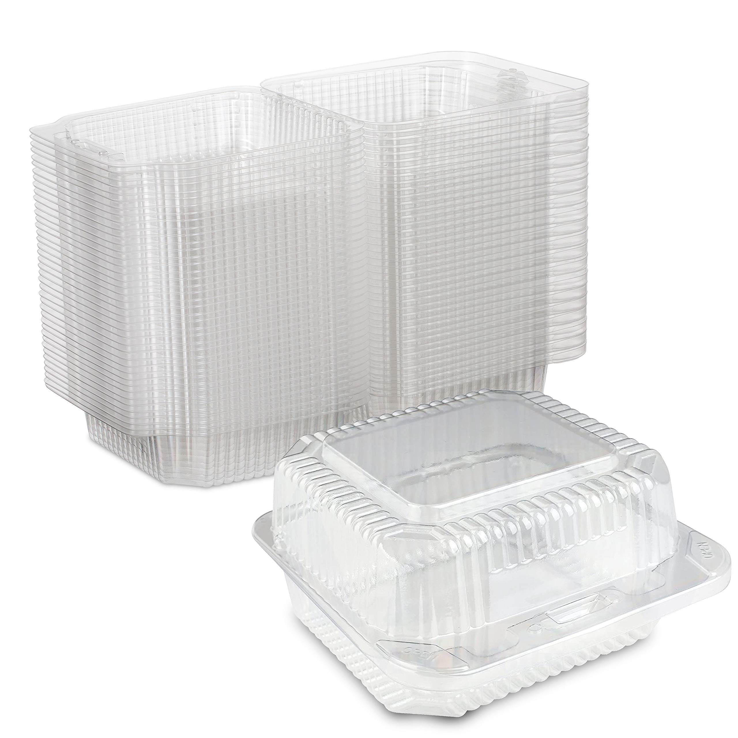 Clear Plastic Square Hinged Food Container, 5" Length x 5" Width x 2.75" Depth, Keep your Food
