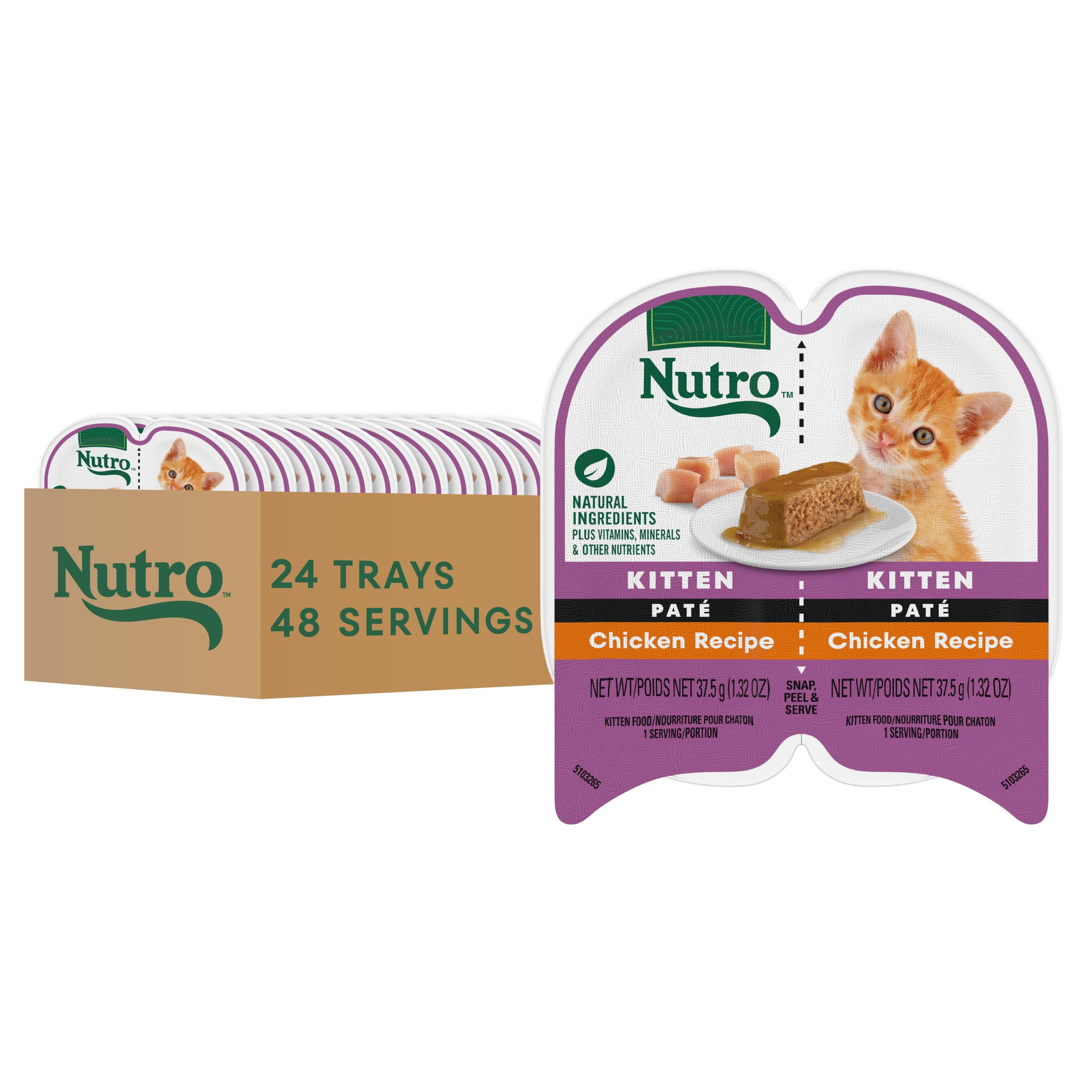 Nutro Perfect Portions Kitten Wet Cat Food Pate Chicken Recipe, 2.6 oz Twin-Pack Trays, 24 Count, 48 Servings (Pack of 1)