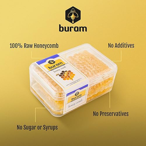 Miniatura 3 de Buram Pure Gourmet - Panal crudo 100% natural, sin aditivos, sin conservantes, de las montañas turcas, 7.1 onzas, paquete de 6