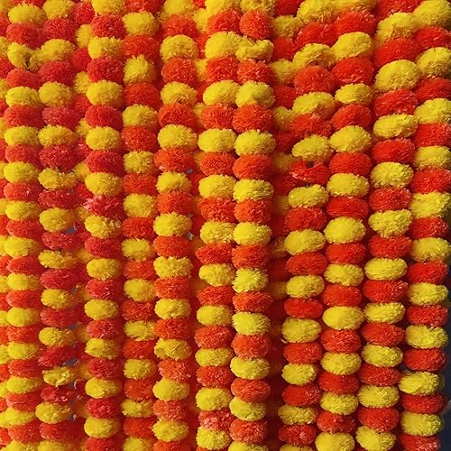 Krati Exports - 10 guirnaldas de caléndula de 5 pies  Decoración de manto de boda indioamericano, guirnaldas de imitación, decoración de Diwali,