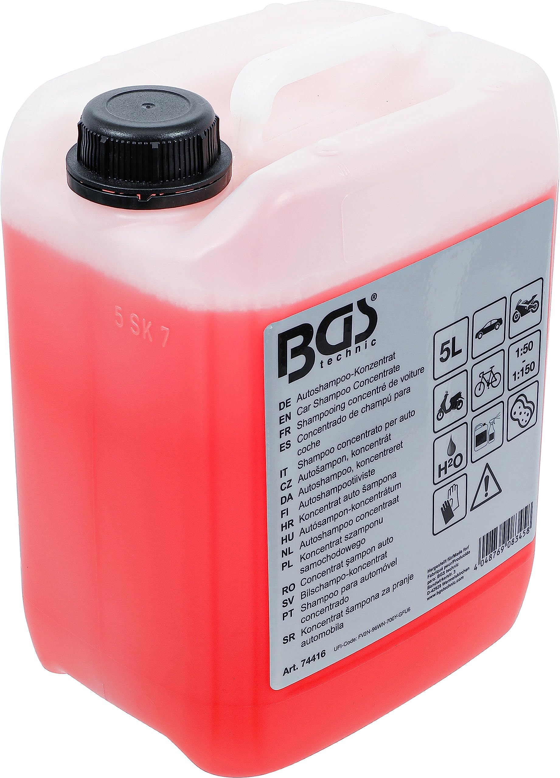 BGS 74416 | Autoshampoo-Konzentrat | rot | 5 l | Auto-Shampoo