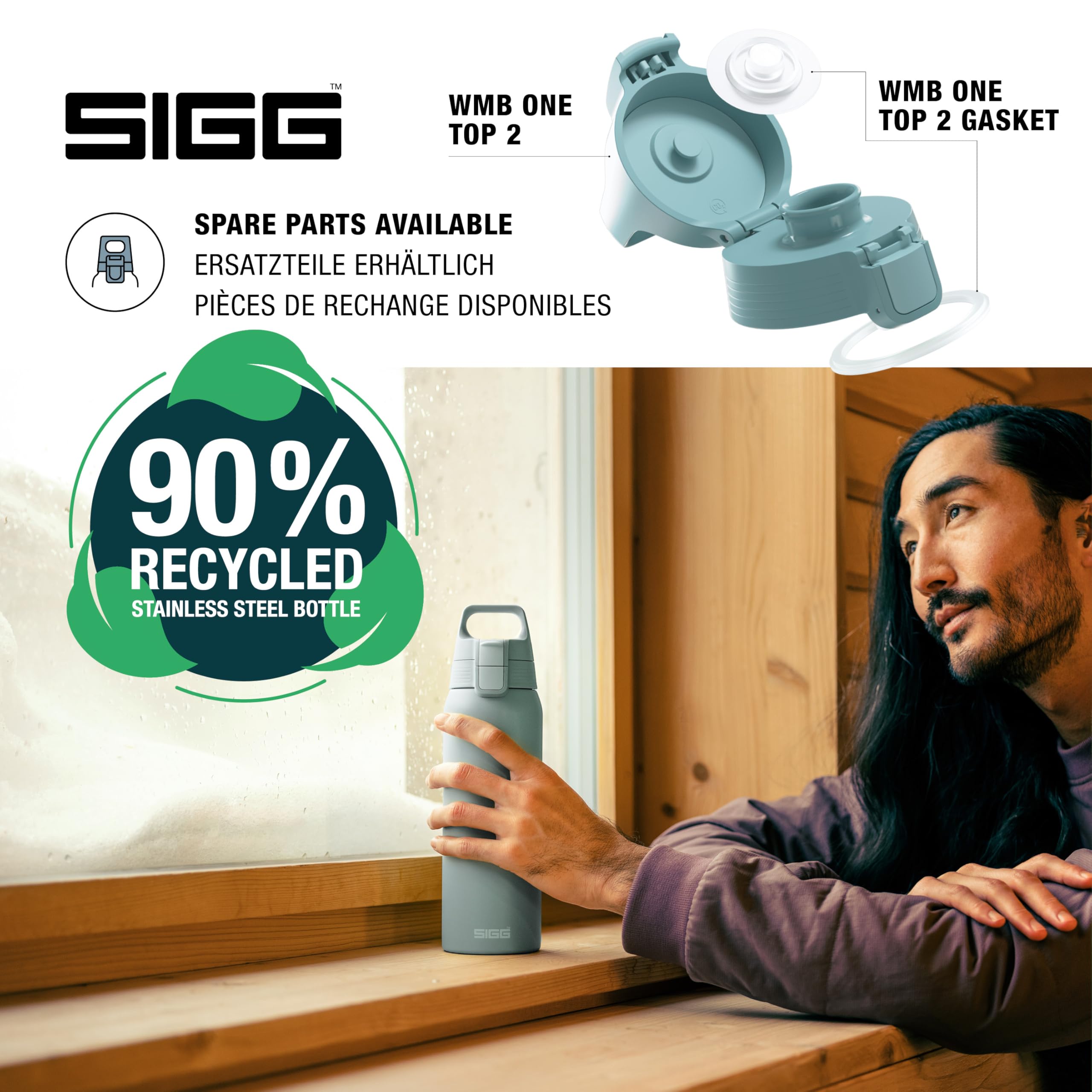 SIGG - Butelka do picia ze stali nierdzewnej – Shield ONE Morning Blue – nadaje się do napojów gazowanych – szczelna – lekka jak piórko – nie zawiera BPA – do użytku na zewnątrz i fitnessu – 0,75 l