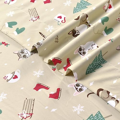 Miniatura 6 de Elegant Comfort Sábanas suaves de lujo con patrón navideño 1500 microfibra de calidad hotelera de alta calidad, suavidad, resistente a las arrugas y
