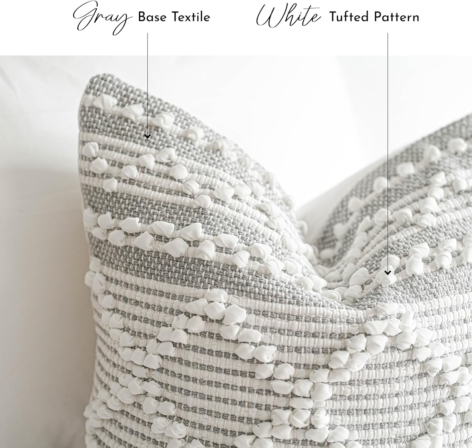 BlissBlush Gray White Decorative Throw Pillow Cover 20X20, Boho Accent Pillow for Couch, Square Modern Farmhouse Pillowcase for Living Room Couch Sofa Cushion Home Décor (Pack of 1) - Image 5