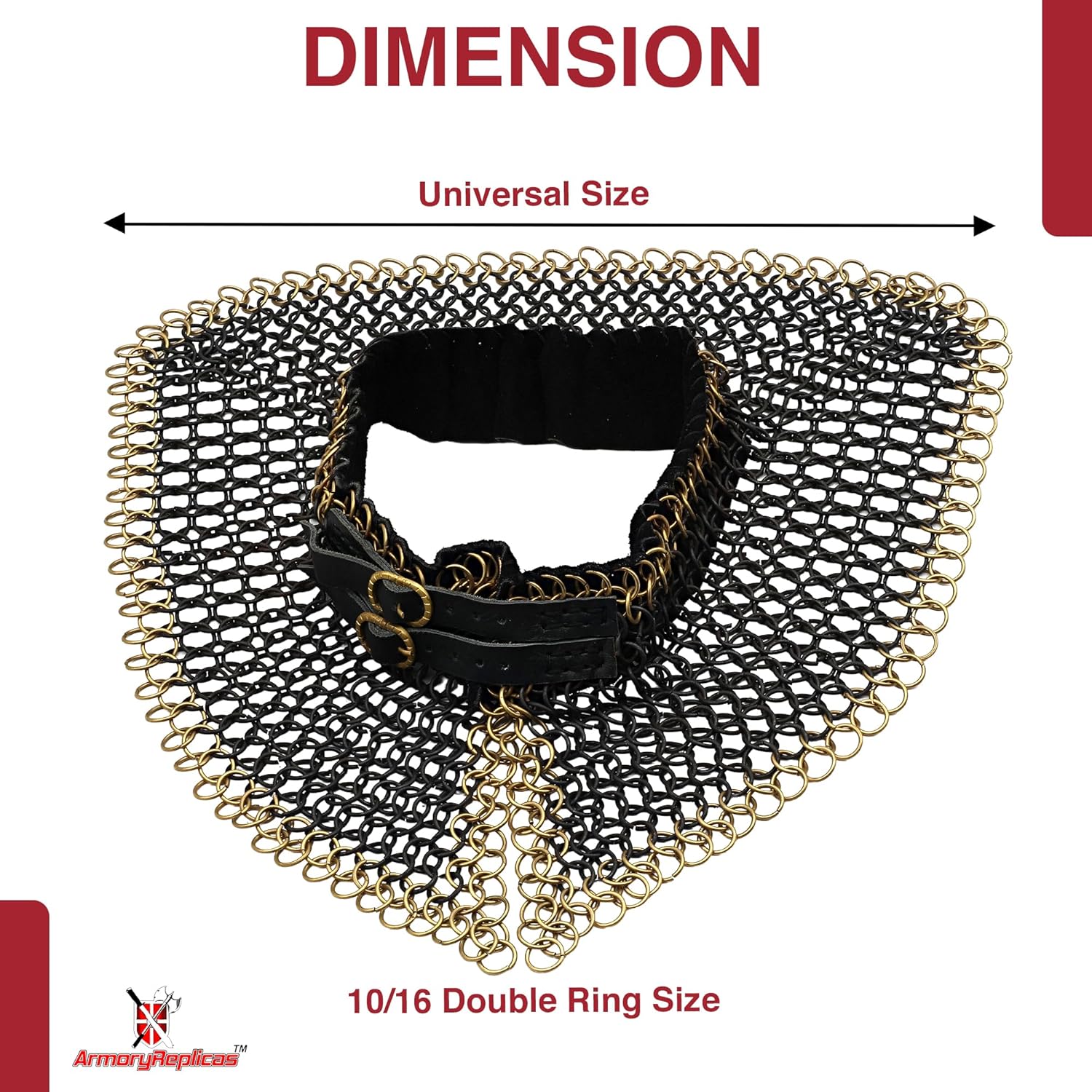Armory Replicas™ Chainmail Collar Armor Medieval Neck Guard Riveted & Butted Steel for LARP Reenactment Cosplay