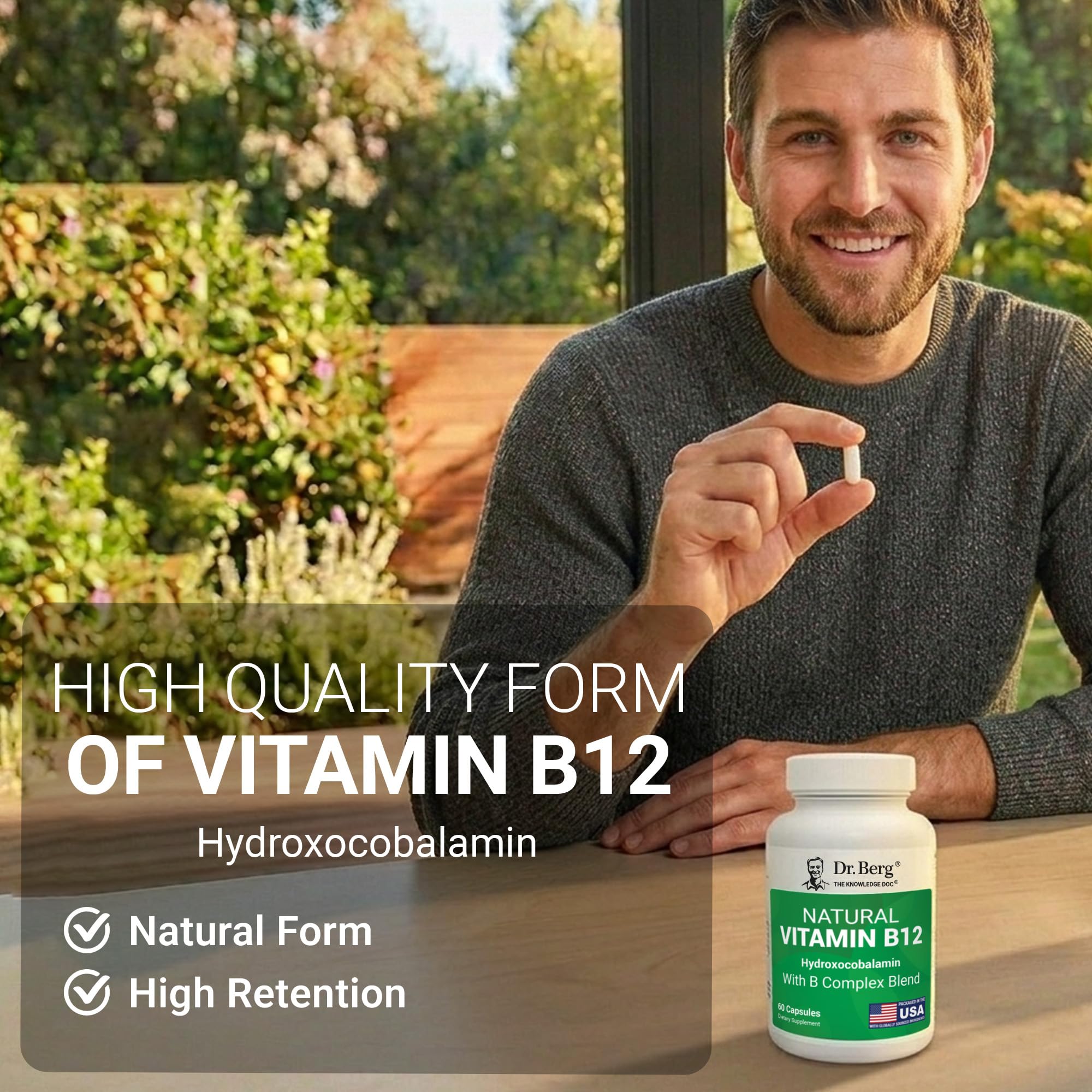 Dr. Berg Natural Vitamin B12 1000 mcg | Hydroxocobalamin | 60 Capsules — Amazon image 5