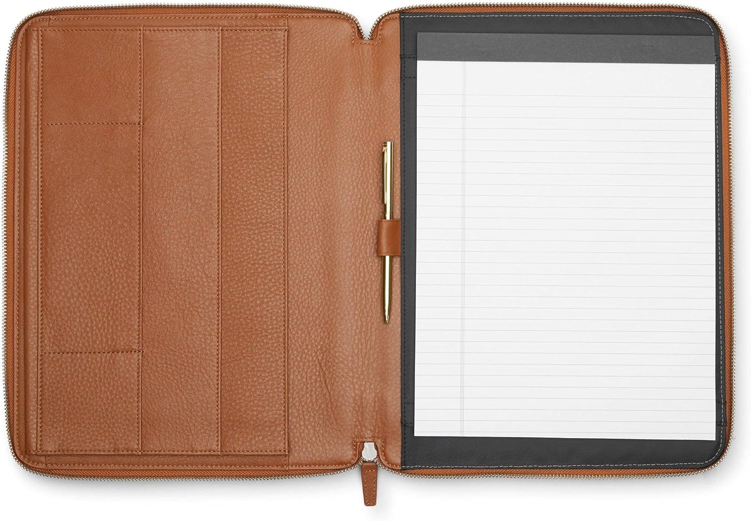 Leatherology Cognac Executive Zippered Portfolio with