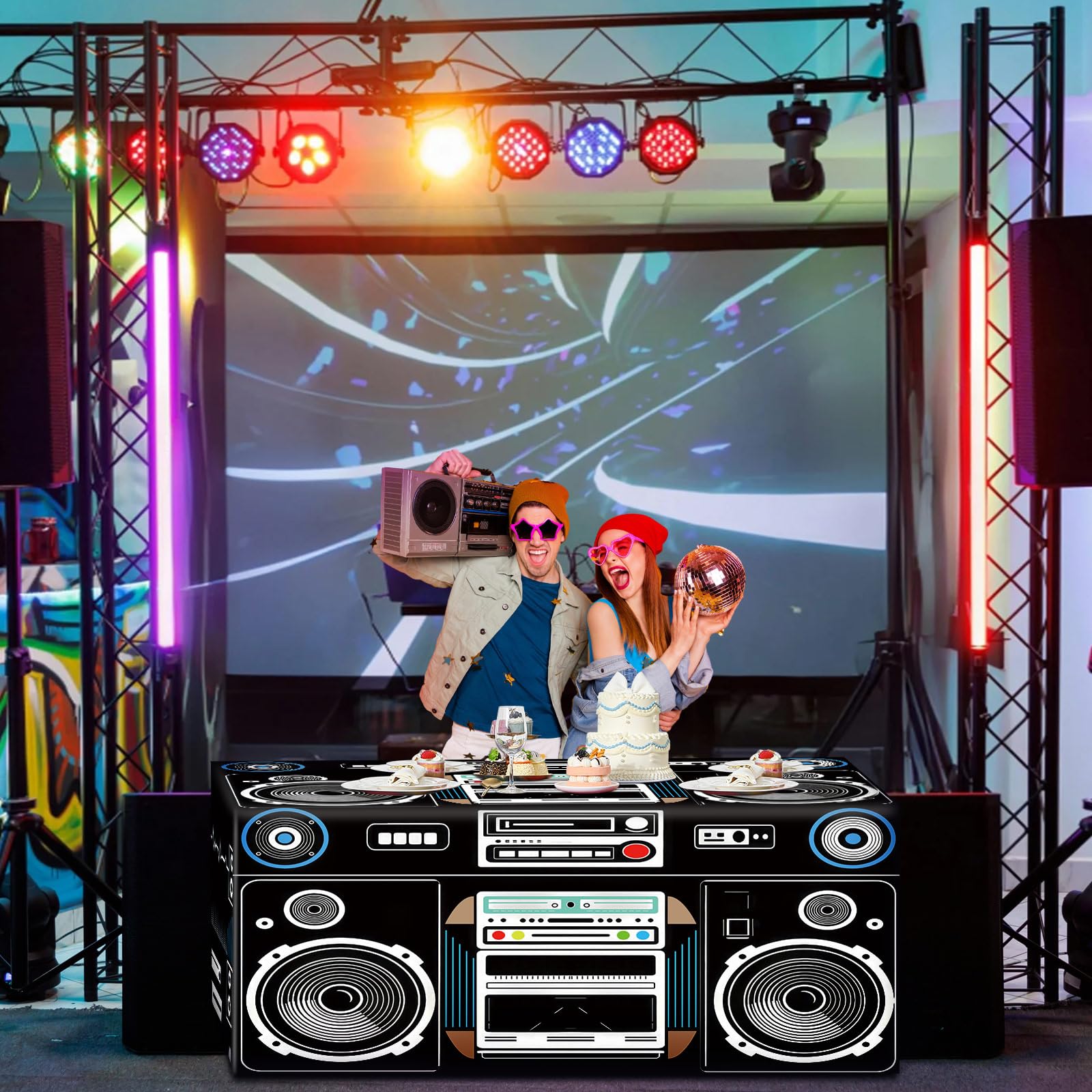 Amazon.com: Oudain 6 FT 80s 90s Theme Tablecloth 80s Birthday