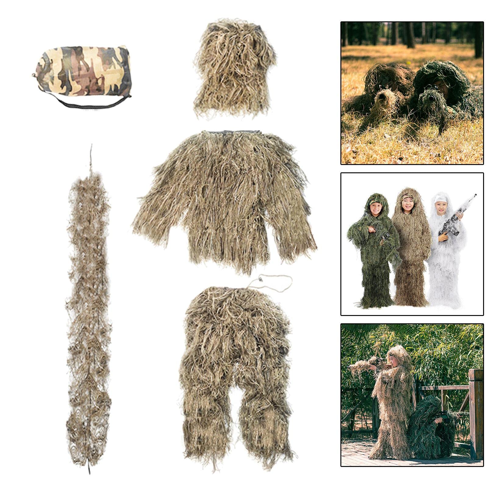 Almencla Tenue de pour Enfants, Jeu de Guerre, Jungle, Marron 110~140 CM