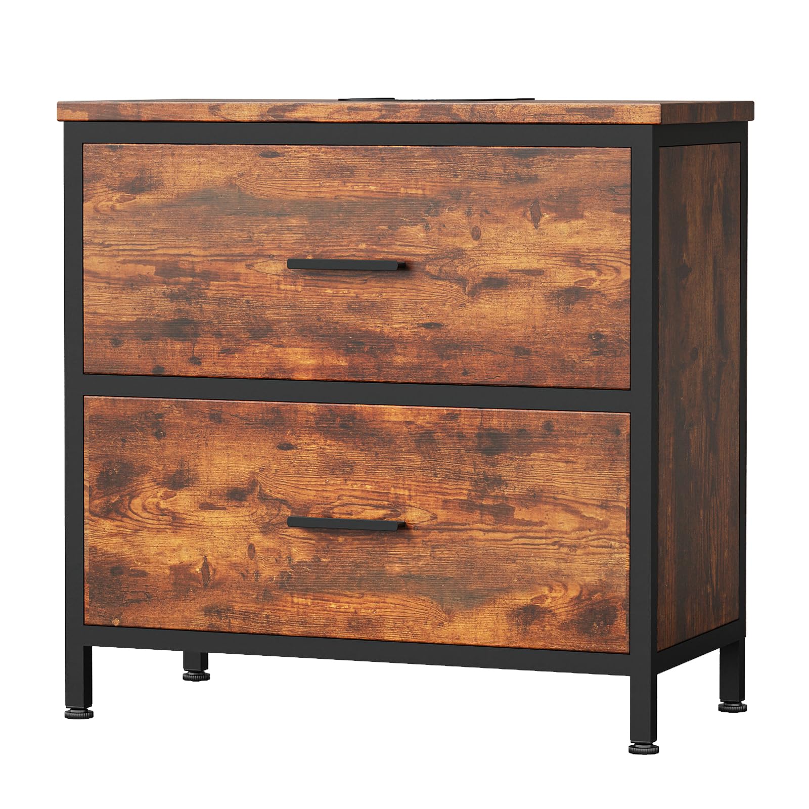 ELUCHANG Waschbeckenunterschrank,Badezimmerschrank mit 2 großen Schubladen &mit Füßen,Unterschrank 60x30x60cm,Badschrank,Feuchtigkeitsbeständig,Ideal für Kompakte Badezimmer & Gäste-WC,Schwarz+Vintage