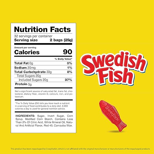 Miniatura 6 de SWEDISH FISH - Mini caramelos suaves y masticables tamaño divertido, paquetes envueltos individualmente, 64 unidades a granel