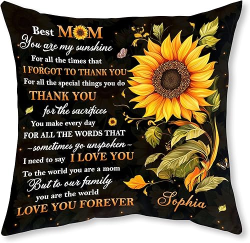 Hyturtle Almohada personalizada para la mejor mamá, regalos para mamá de hija e hijo, regalos inspiradores para ella en el día de la madre, regalos