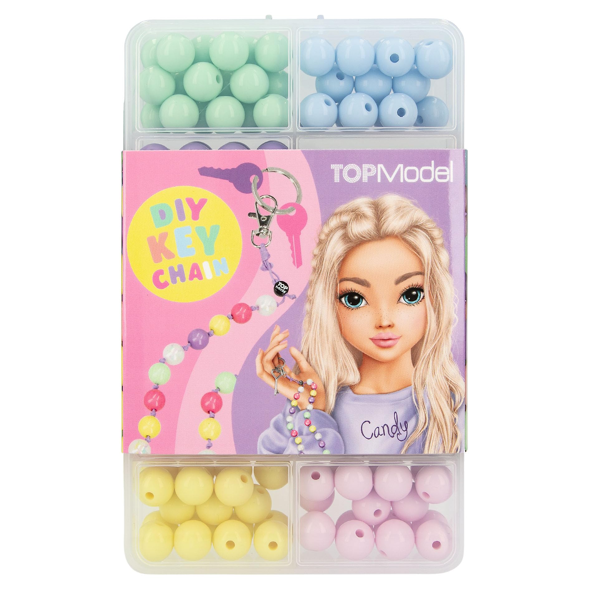 Depesche 13161 TOPModel-Juego DIY, Cuentas en 8 Colores, Incl. Cintas, llaveros y Mucho más, para el diseño Creativo de Colgantes, Multicolor, One Size