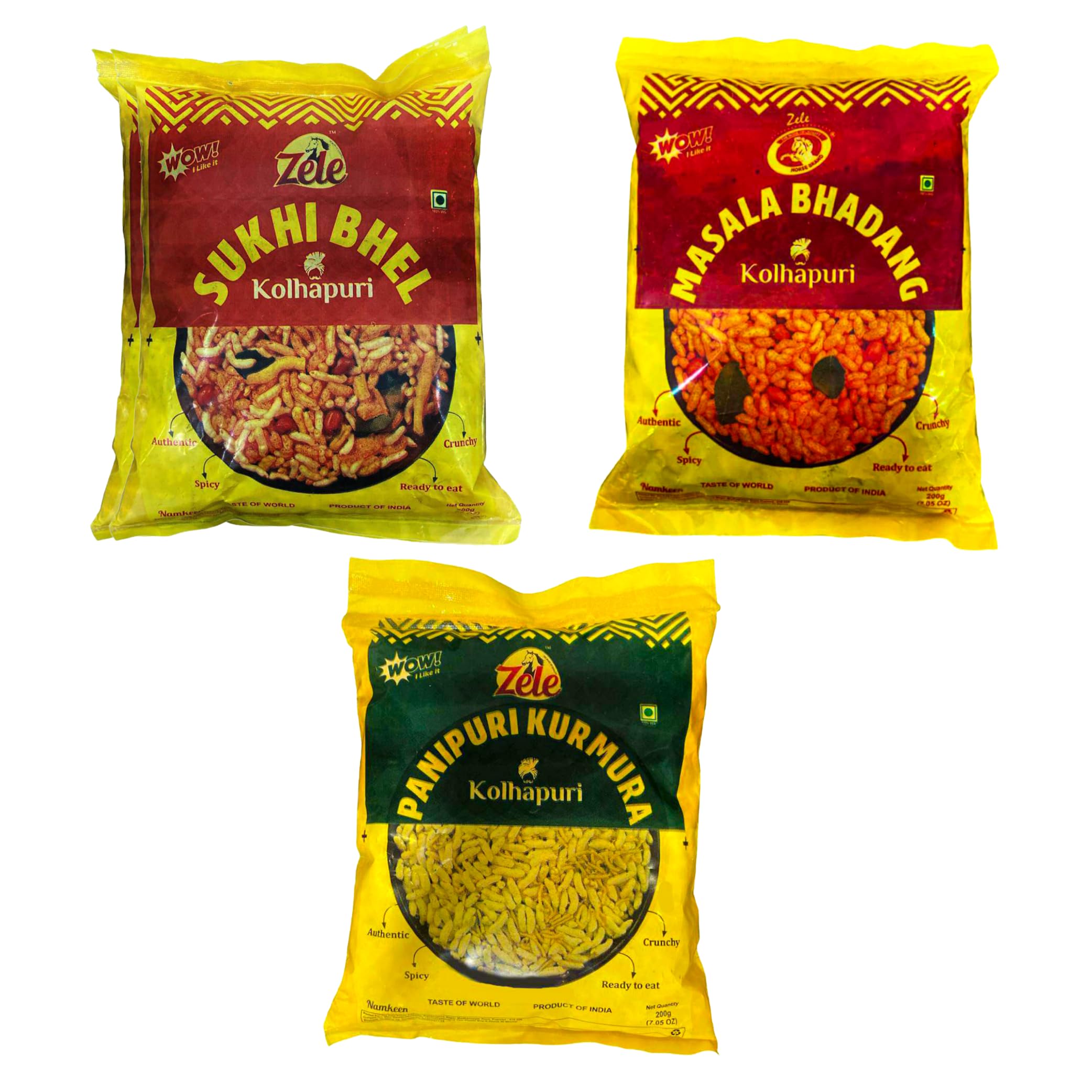 Zele kolhapuri sukhi Bhel,Masala Bhadang, panipuri Instant and Delicious Bhel (3 Packets of 200 Gm Each) | Chat Bhel Namkeen Snacks for Foodie Indians (B0D735THRS) Amazon Price History, Amazon Price Tracker