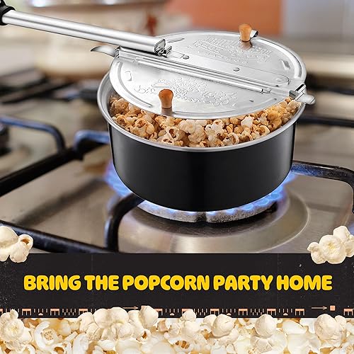 Miniatura 4 de Great Northern Popcorn Popper - Máquina de palomitas de maíz a la antigua con mango telescópico - Equipo de camping (negro)