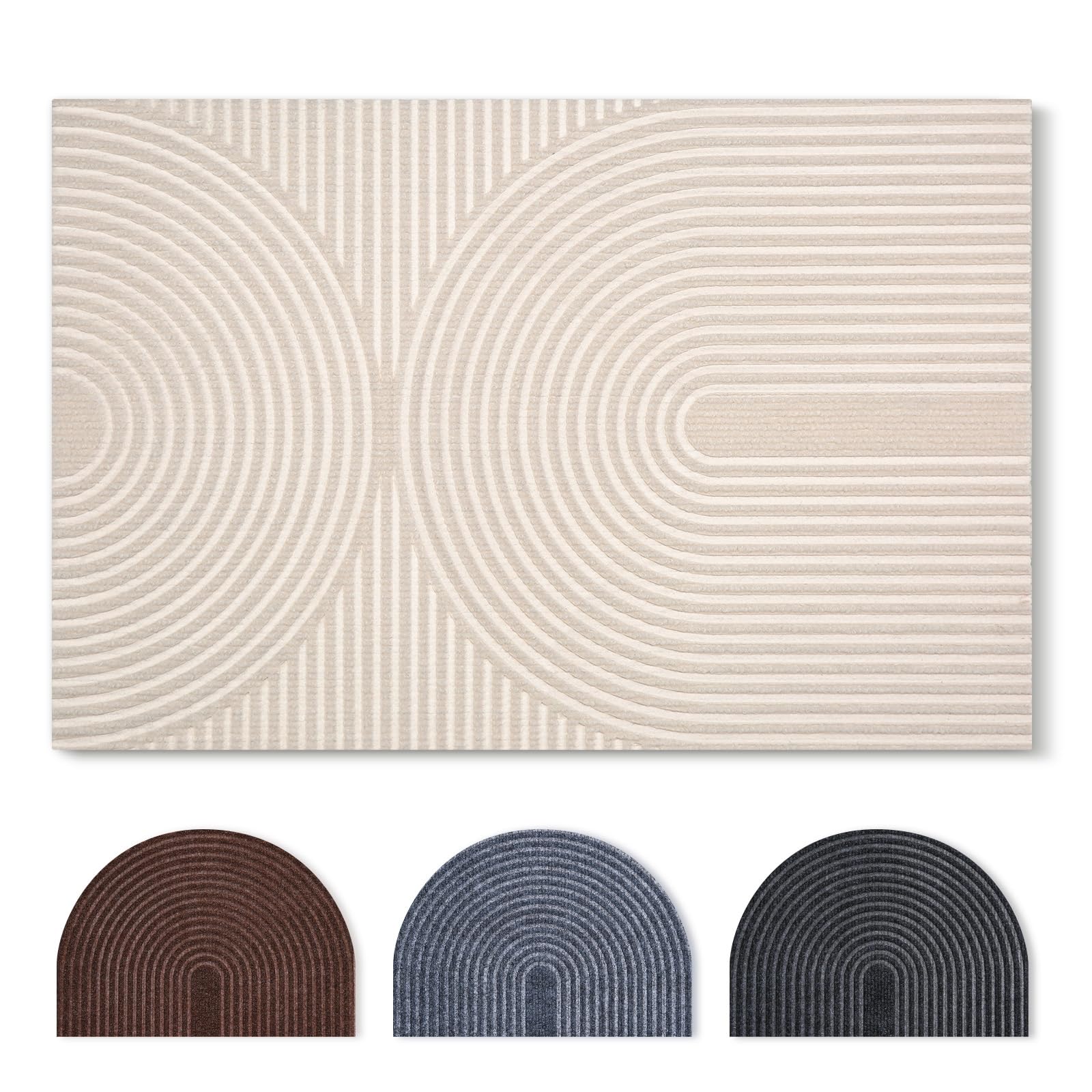Tuocal Fußmatte 40x60cm, rutschfeste Maschinenwaschbare Schmutzfangmatte, Teppich Wohnzimmer Innen und Außen Türmatte, Wasserdicht Fussmatte für Eingang, Flur, Haustür