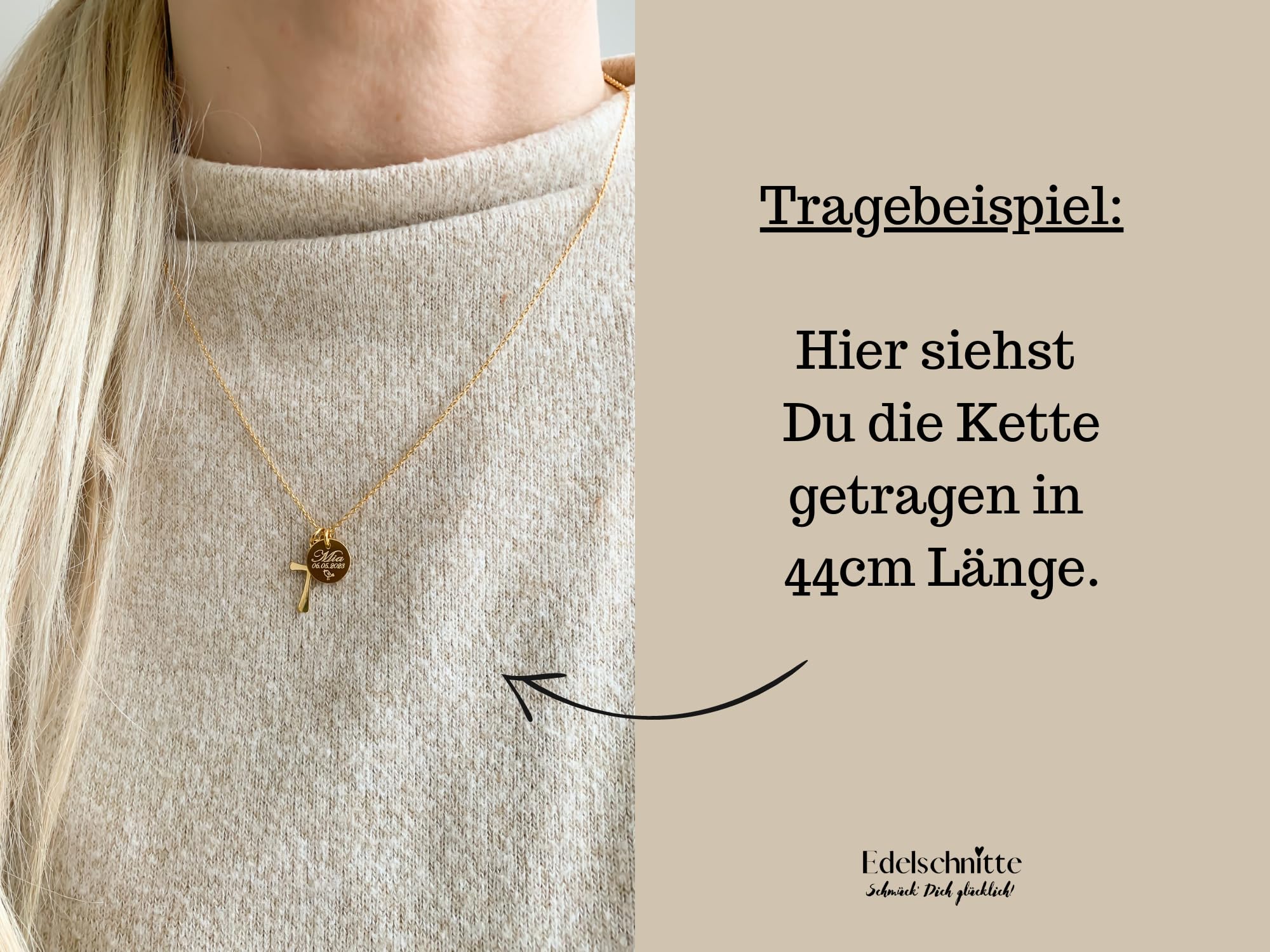 925er Silber Kreuz Halskette personalisiert als Geschenk zur Kommunion/Konfirmation/Taufe