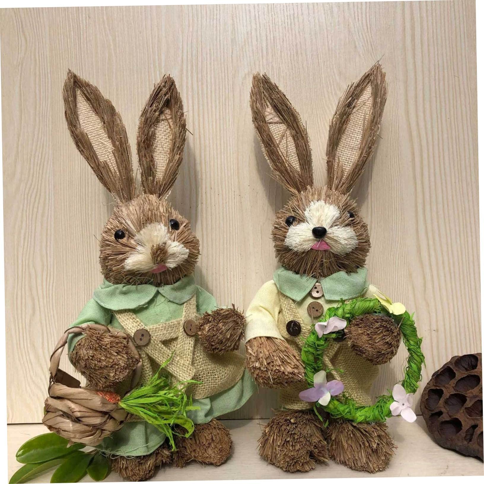 かわいいわらウサギイースターデコ手作 かわいいわらウサギイースターデコ手作