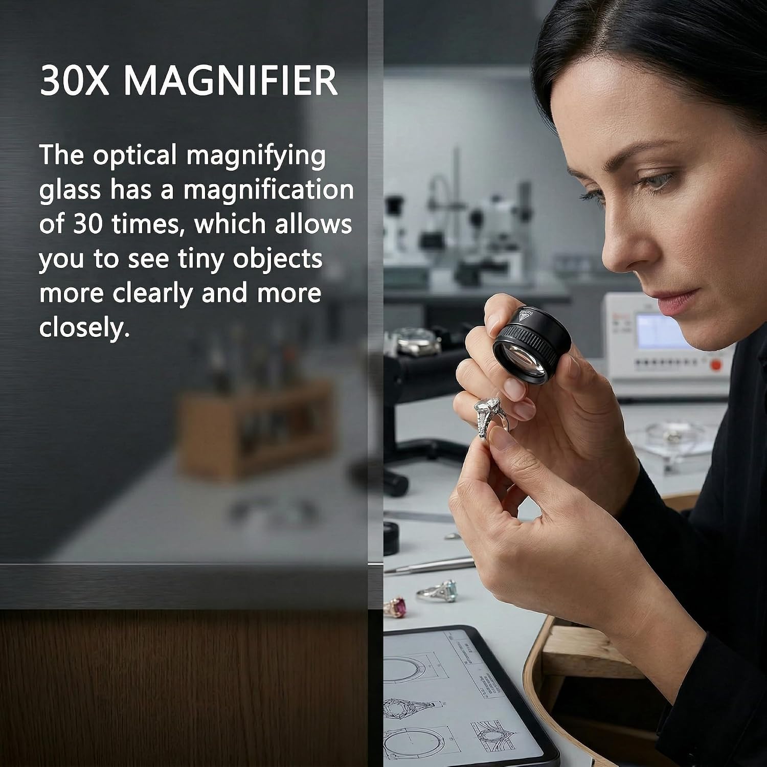 2 Pack 30X Magnifying Glass 40mm Optical Lens Lightweight Portable Handheld Magnifier for Daily Use Reading Hobby Close Observation Appraisal Blue