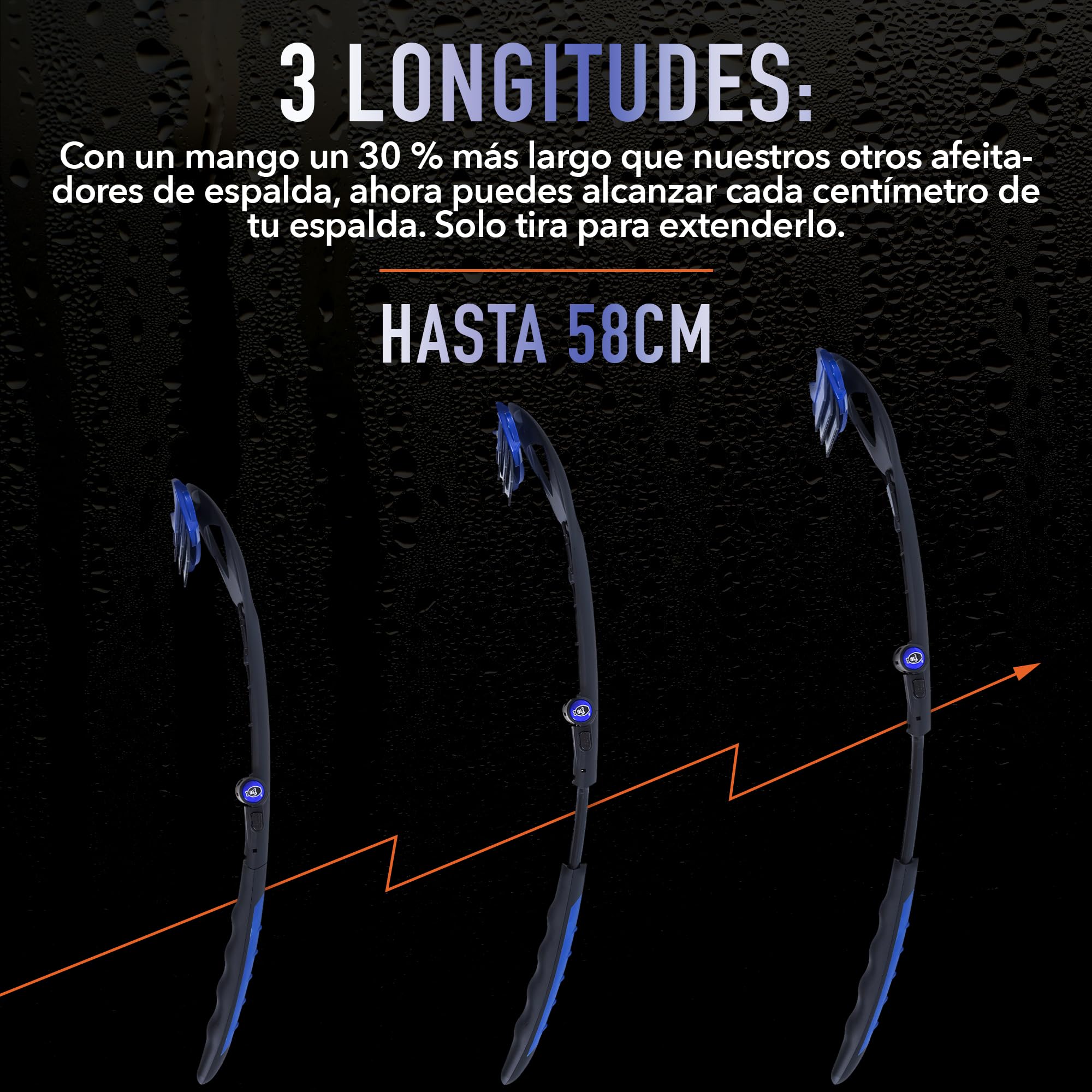 BakBlade Afeitadora de Espalda Masculina, Mango Extralargo de 58,4 cm para un Afeitado Apurado e Indoloro | La Rasuradora Espalda para Hombre Definitiva con + 3 Cuchillas Desechables de Recambio