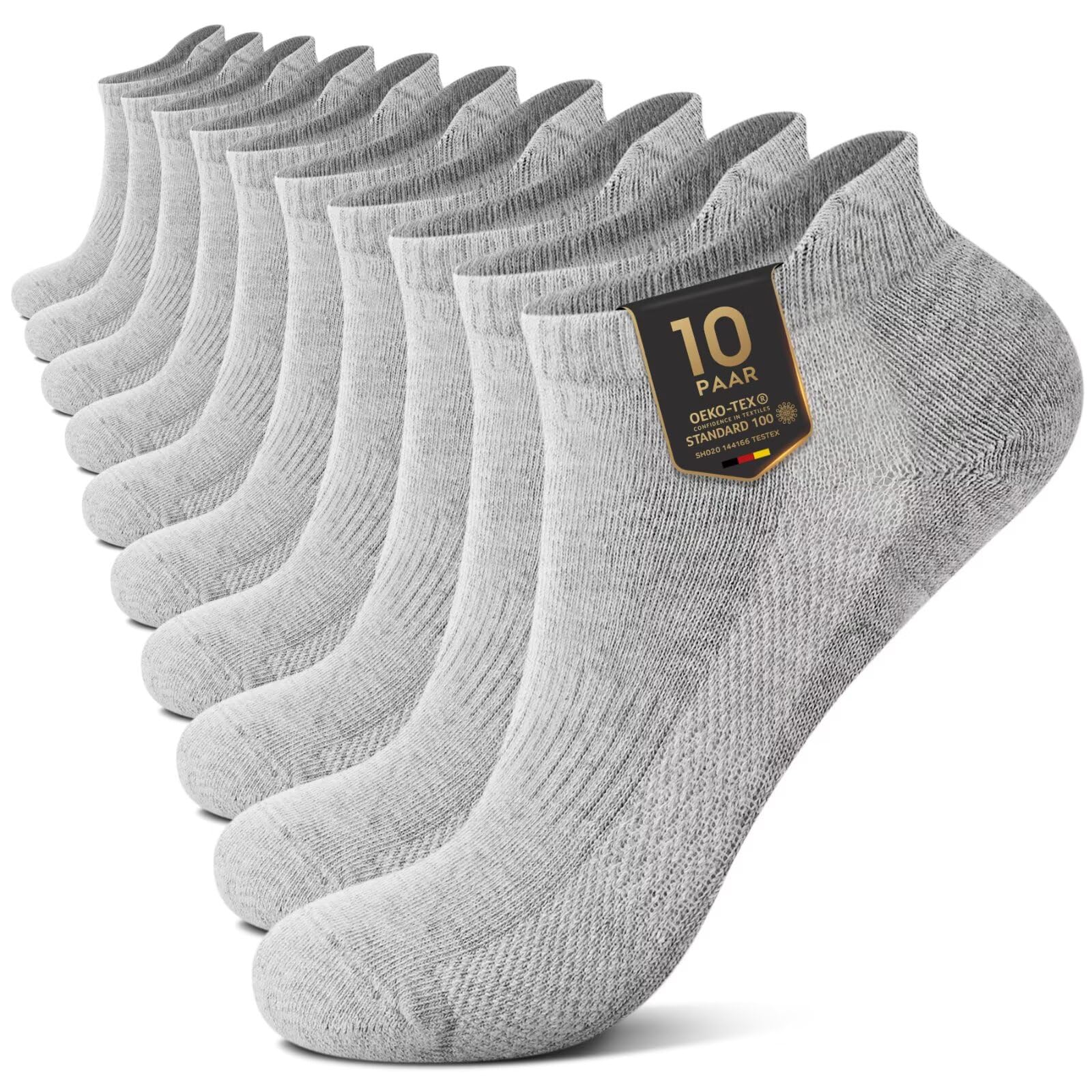 YouShow 10 Paar Sneaker Socken Damen Herren Sportsocken Kurze Atmungsaktiv Knöchelsocken Laufsocken Baumwollsocken Halbsocken