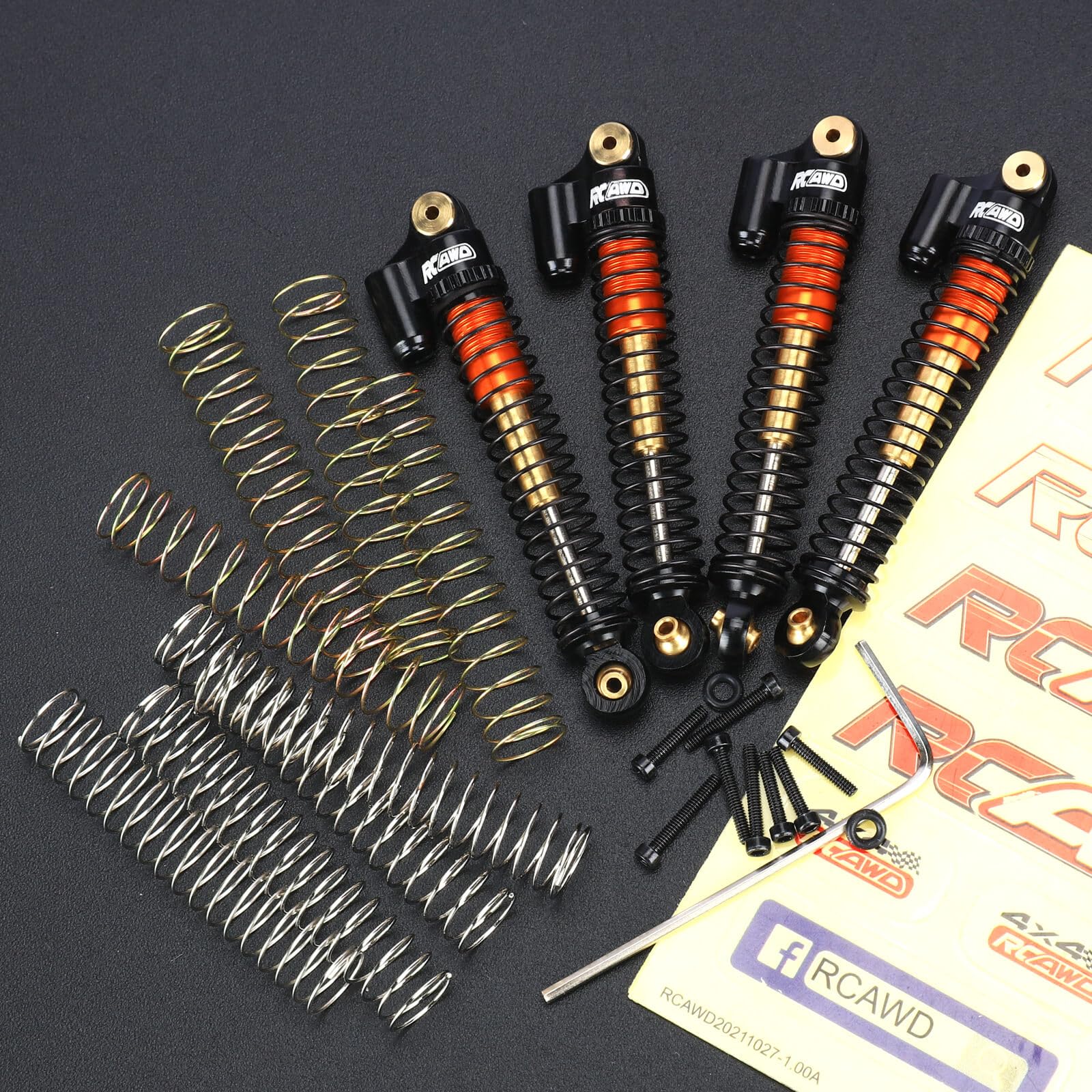 RCAWD Upgraded Double Barrel Shock Absorbers For Axial AX24 XC-1 4WS RC Crawler - Aluminum, Adjustable Springs - View #4