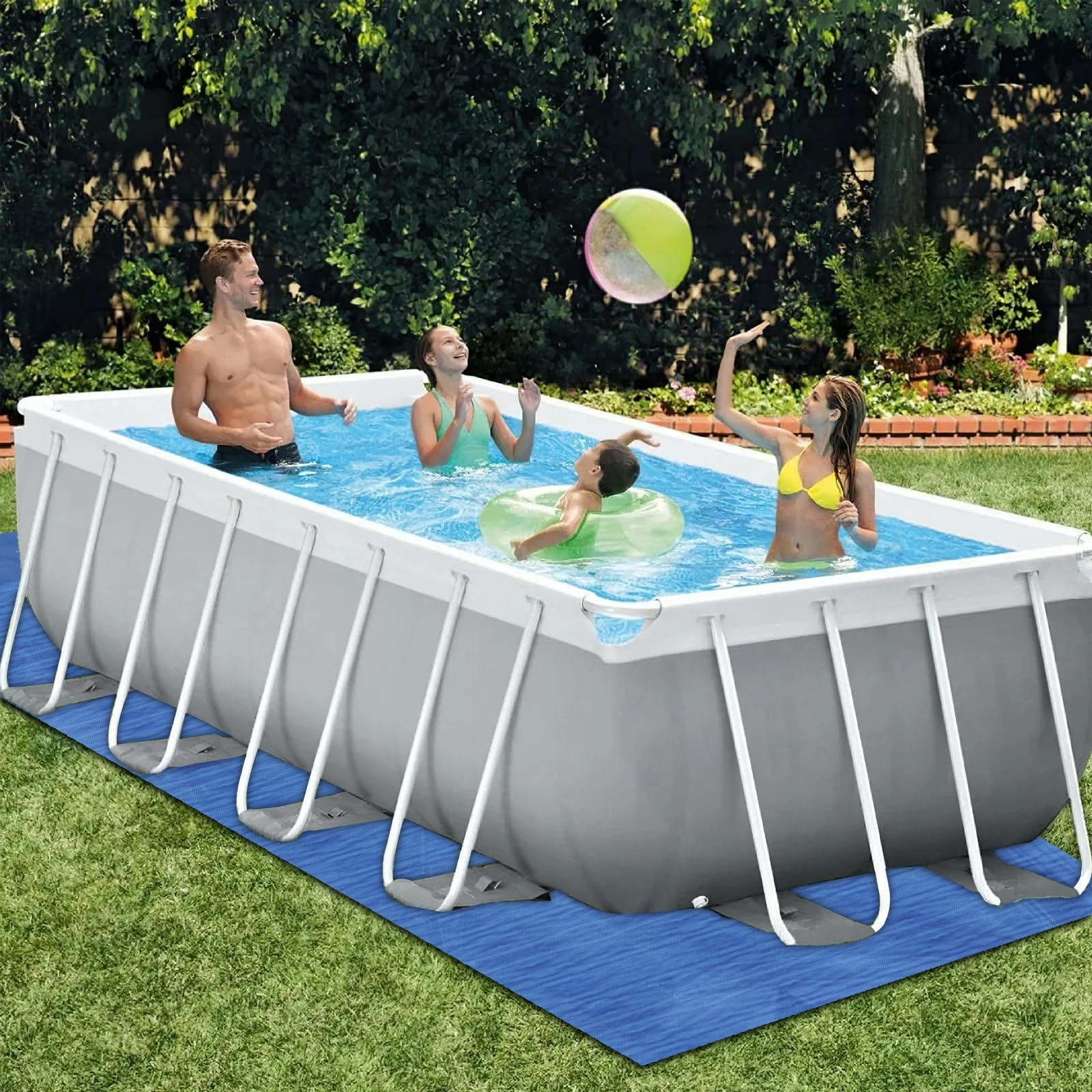 Tapis de Sol Piscine 300 x 200 cm, Convient aux Piscines Rectangulaires, Piscines Gonflables, Piscines pour Enfants, Protection Étanche, Protégez Le Fond de Votre Piscine