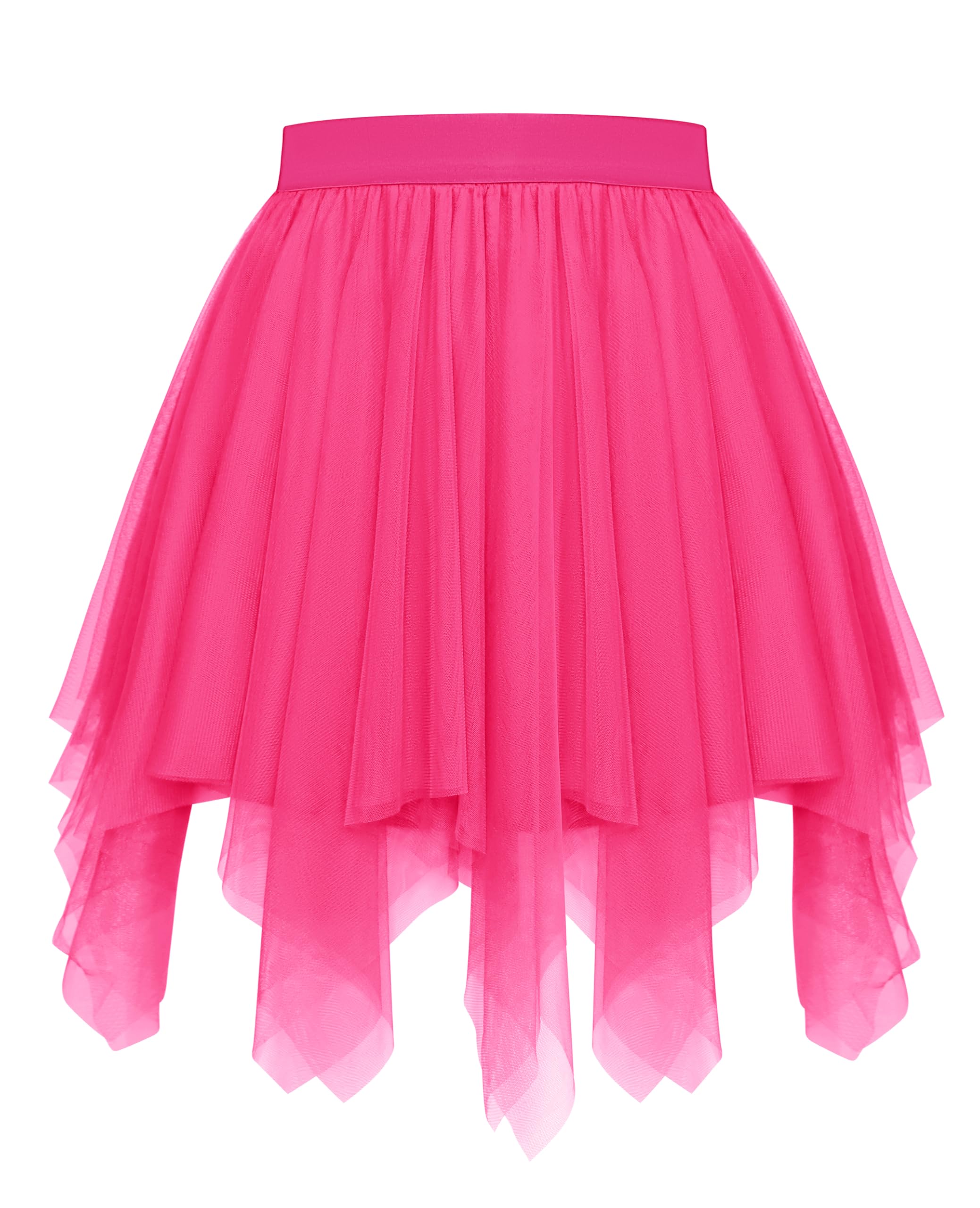 Vlazom Women's Tulle Tutu Skirts A-line Dance Skirts Rockabilly Underskirt Petticoat Music Festivals, Carnivals, Holiday Parade, Halloween Rose Red, L-XL