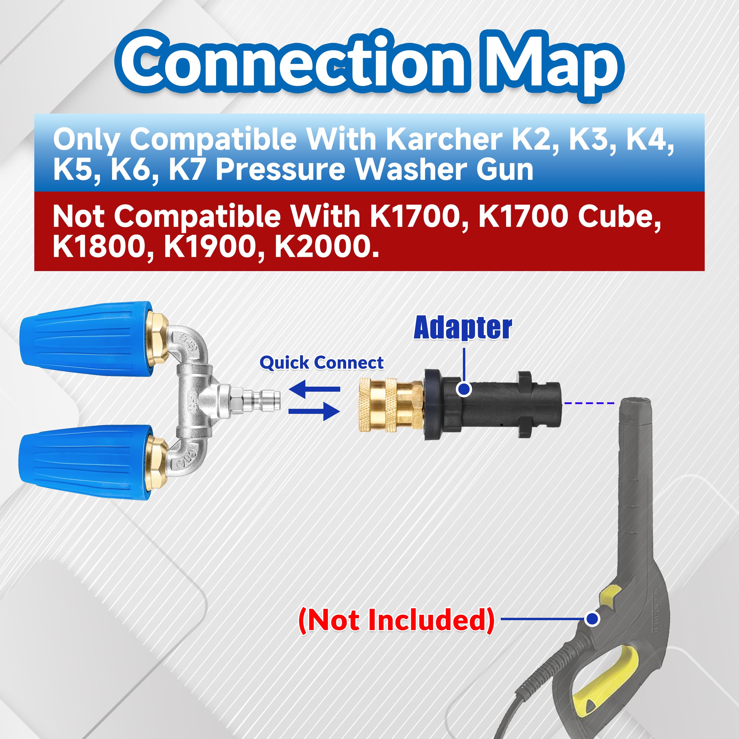 M MINGLE Set di ugelli Dual Turbo, compatibile con Kärcher K2-K7, 4-6 GPM
