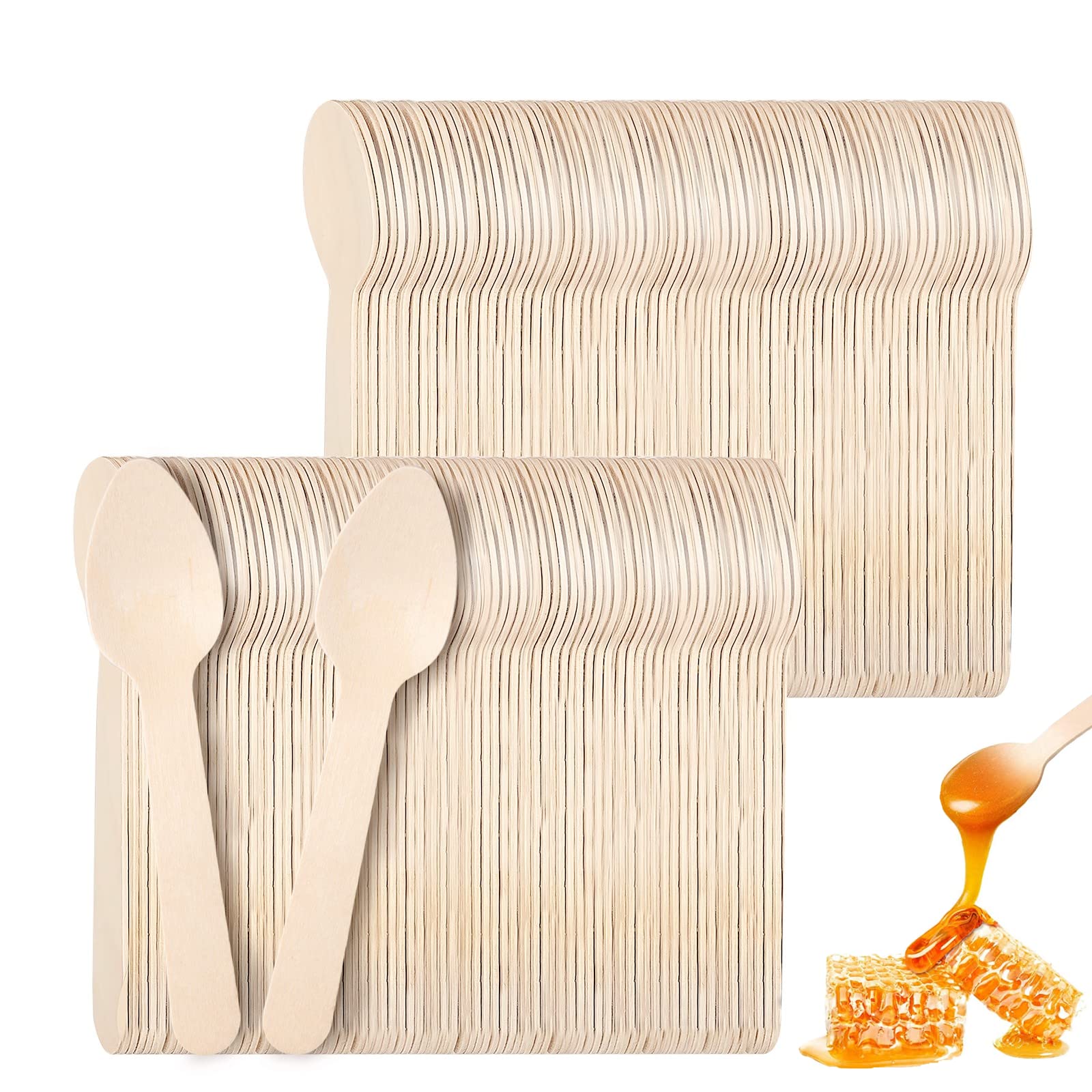 Cuillere Bois 200 Cuillères à Glace En Bois Écolos - Idéales Pour Dégustations Et Soirées Mini Cuillere En Bois