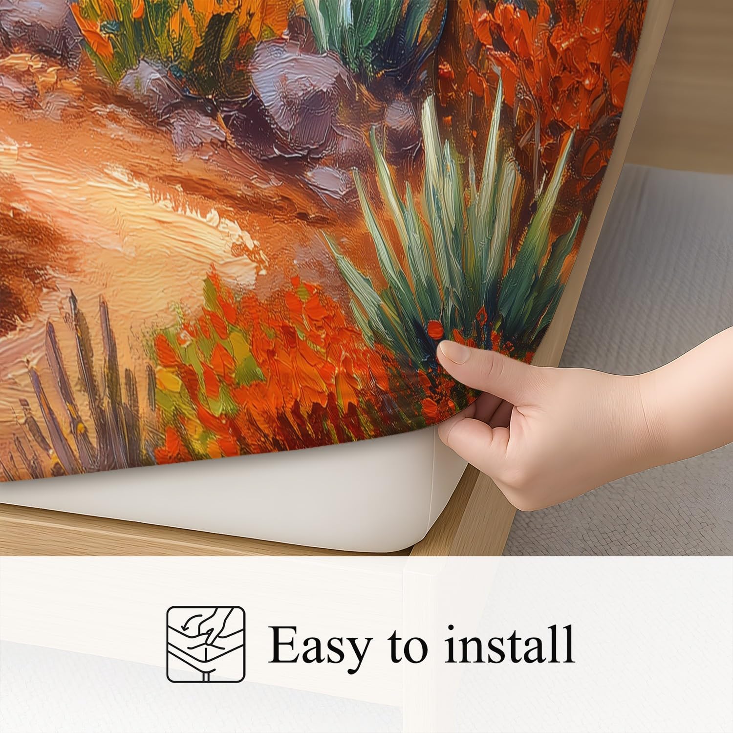 Botanisch Wüste Spannbetttuch Kaktus Floral Berge Spannbettlaken 140 x 200 x 30 cm 3teilig Mikrofaser Bettwäsche Set mit 2 Kissenbezüge 80 x 80 cm Kein Flachbettlaken